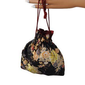 Authentic Silk Japanese Geisha Kinchaku Drawstring Bag